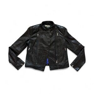 J brand 100% lambs‎ leather black moto jacket grunge biker S